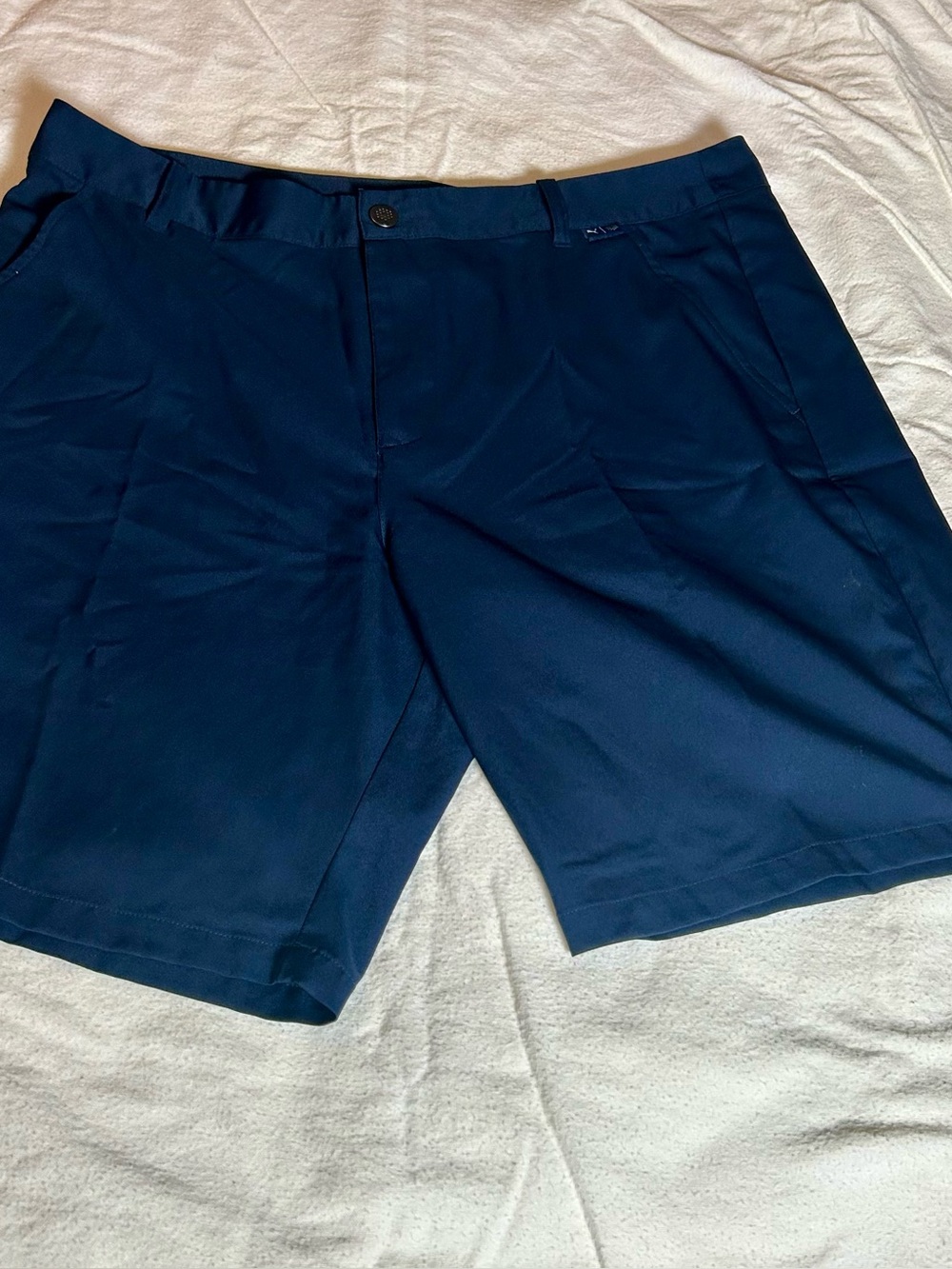 Puma Men's Navy Flat-Front Performance Shorts